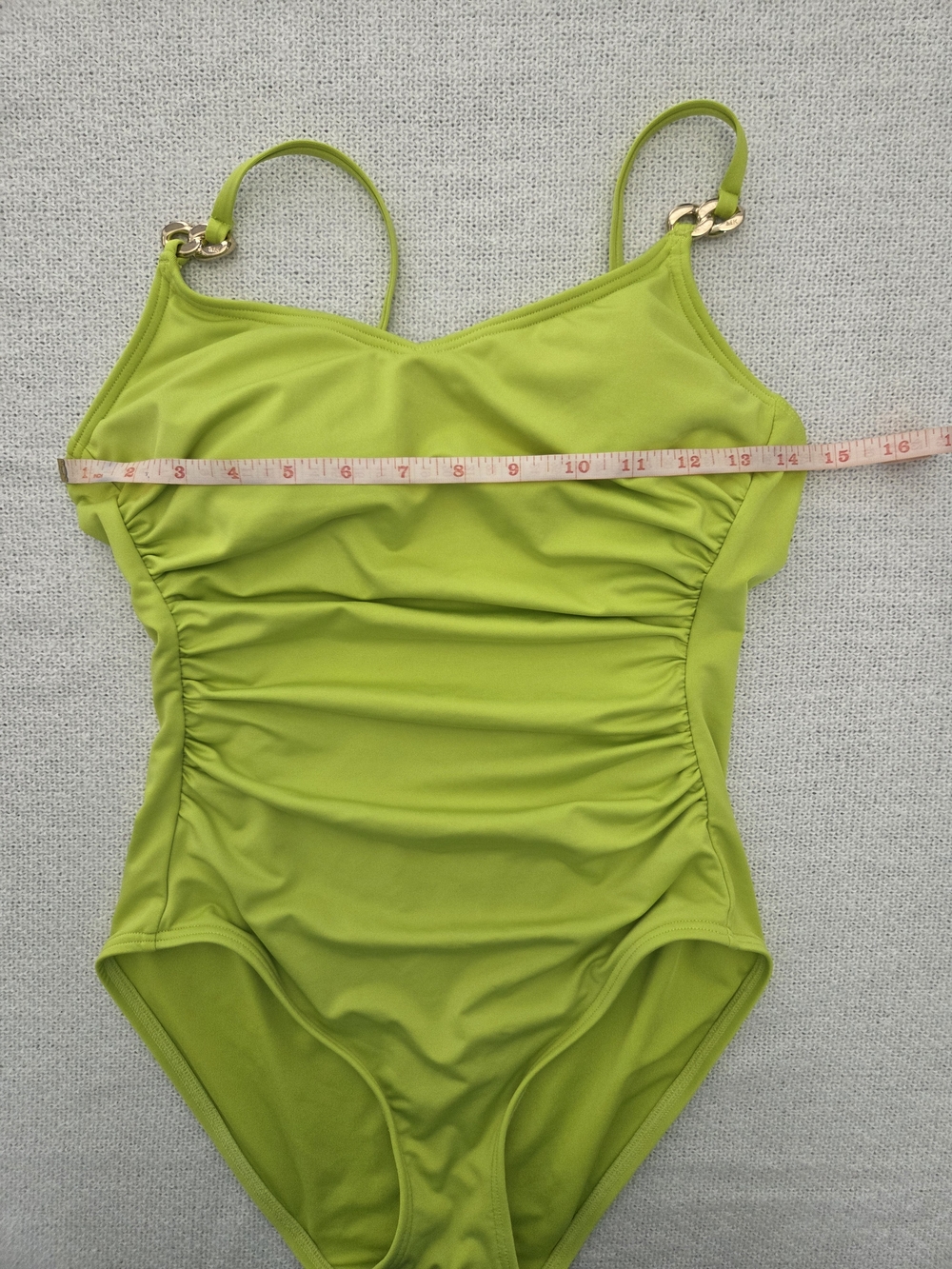 MICHAEL Michael Kors Lime Green One-Piece Swimsuit with Gold Chain Details - Picture 4 of 6
